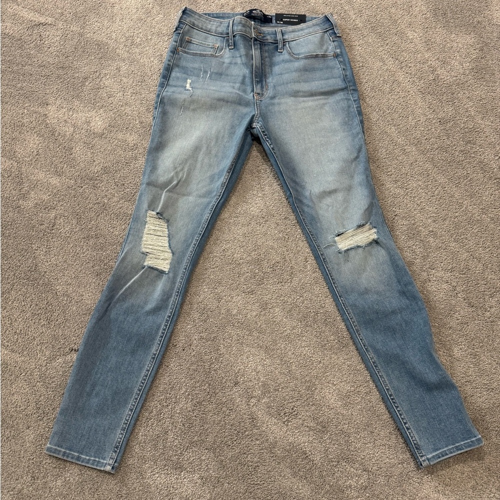 Hollister Light Blue Skinny Distressed Jeans